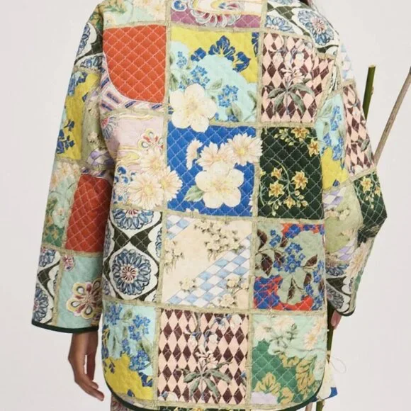 Alemais Multicolor Bianca Quilted Patchwork Jacket Size 4 US NWT
